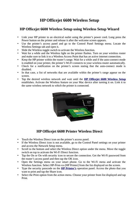 Easy Hp Officejet 6600 Wireless Setup By Jack Leach Issuu