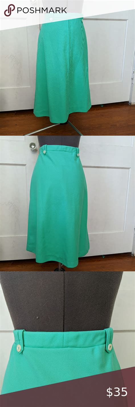 Vintage Sea Foam Green Pull On Skirt Skirt With Buttons Seafoam