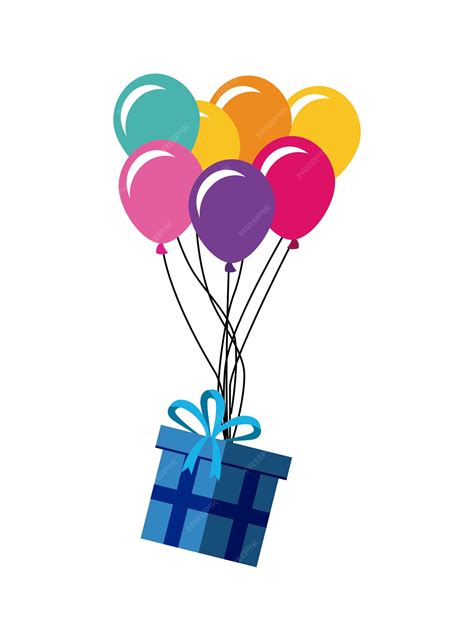 Caja De Regalo Con Globos De Colores Vector Premium