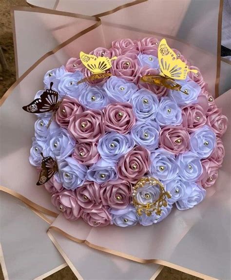 Eternal Rose Bouquet Ramo Buchon De 50 Rosas Ribbon Rose Bouquets