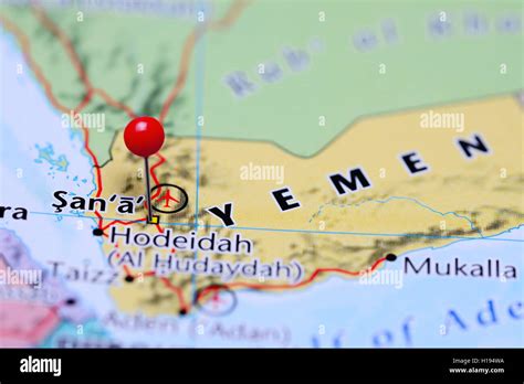 Sana Pinned On A Map Of Yemen Stock Photo Alamy