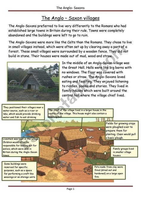 The Anglo Saxons Villages ESL Worksheet By Fabynic