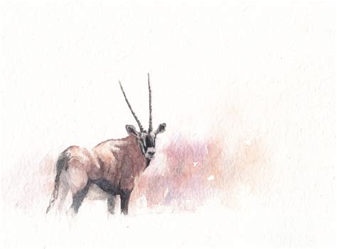 Scorching Heat Original Gemsbok Watercolour Painting Of An Oryx