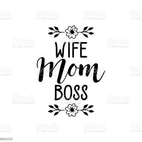 Wife Mom Boss Vector Illustration Lettering Ink Illustration Tshirt