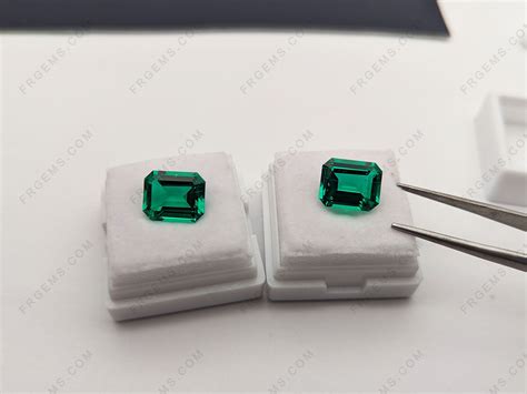 Lab Grown Hydrothermal Emerald Colombia Green Emerald Cut X Mm