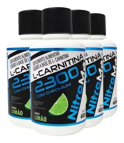 4x L carnitina 2300 Chromium 480ml Sabor Limão Parcelamento sem juros