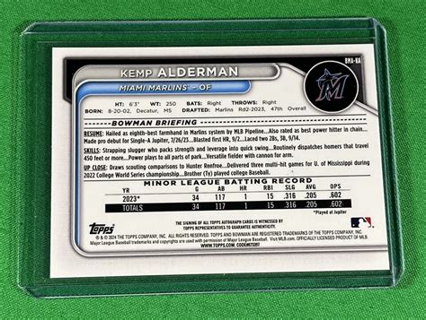 Kemp Alderman Ssp Auto Bowman Chrome Green Mojo Refractor