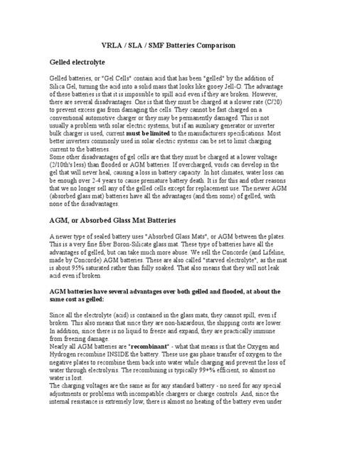 Comparison of VRLA GEL and AGM Batteries | PDF | Electrical Engineering ...