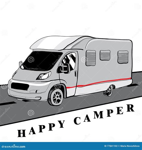 Hand Drawn Doodle Cars Recreational Vehicles Camper Vans Caravan Vector