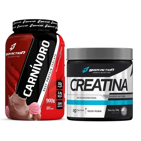 Carnívoro Beef Protein Isolate 900g Creatina 300g Bodyaction Napolitano Netshoes