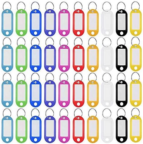 Lot de 110 étiquettes porte clés en plastique couleurs assorties