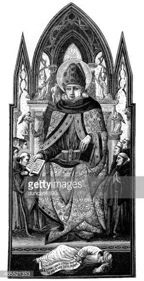 Antique Illustration Of St Augustine With His Mother Stock Clipart