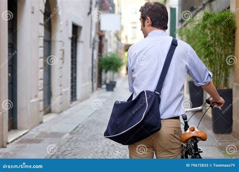 Man Is Standing Next To His Bike Stock Image Image Of Adult