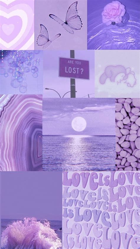 the collage is filled with many different things in purple and lavender ...