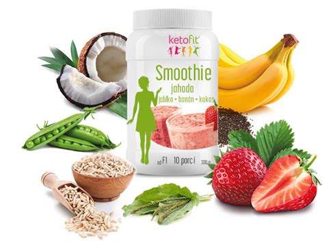 Proteinové smoothie jahoda jablko banán kokos proti nadváze Ketofit