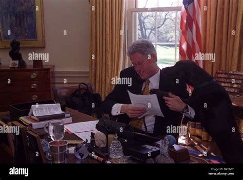 Photograph Of President William Jefferson Clinton On The Phone With