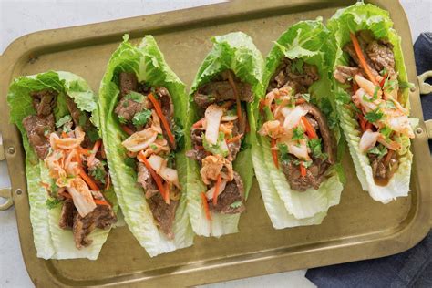 Korean Beef Lettuce Wraps With Kimchi