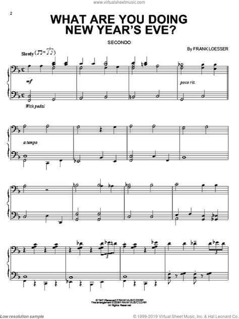 What Are You Doing New Year S Eve Sheet Music For Piano Four Hands