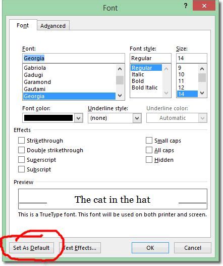 Set Default Font In Word Document