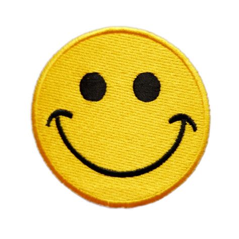 Yellow Smiley Face Iron On Patch Smile Face Embroidered Sew Etsy