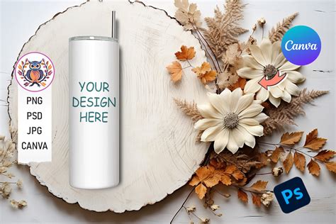 20oz Skinny Tumbler Mockup Fall Leaves Graphic By Crafty Corner · Creative Fabrica