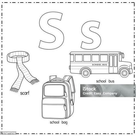 Ilustrasi Vektor Untuk Mempelajari Huruf S Di Huruf Kecil Dan Huruf