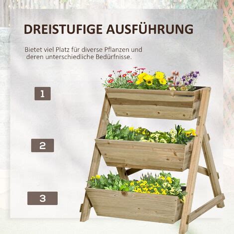 Outsunny Hochbeet Blumentreppe Holz Blumenleiter Mit Ablagen