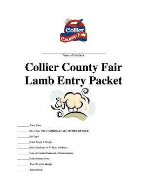 Fillable Online Lamb Entry Packet Fax Email Print Pdffiller