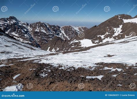 Jebel Toubkal Winter Ascent In High Atlas Mountains In Morocco Stock