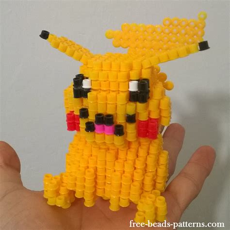 3d Pikachu Pokemon Perler Beads Hama Beads Work Photos 3 Free Perler Beads Patterns Fuse