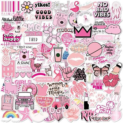 Pcs Preppy Stickers Pink Cute Vinyl Aesthetic India Ubuy