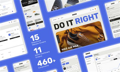 Kicks - Shoes eCommerce website and admin MVP | Figma