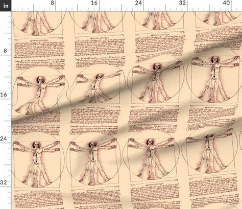 Uncensored Vitruvian Man Leonardo Da Fabric Spoonflower