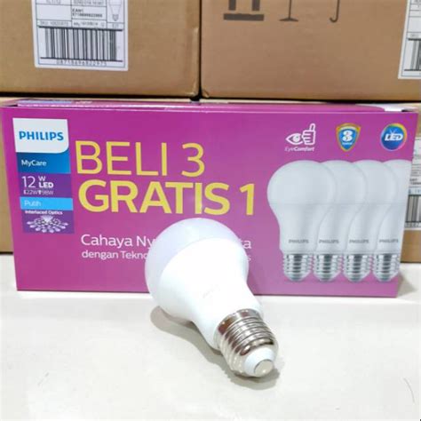 Jual Paket Isi 4 Pcs Lampu Led Philips 12 Watt 12watt 12w 12 W Putih White Original Shopee