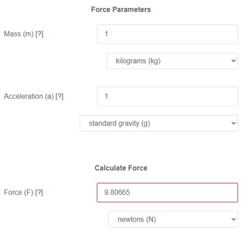 Mass And Acceleration To Force Calculator