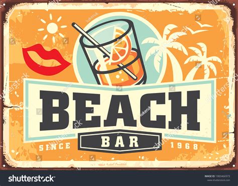 Tropical Beach Bar Sign Board Design Template Royalty Free Stock