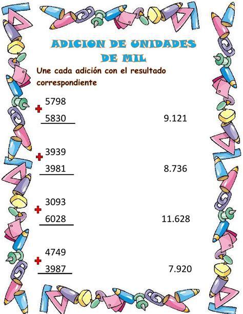 Adiciones Fichas De Exercícios De Matemática Atividades Primeros