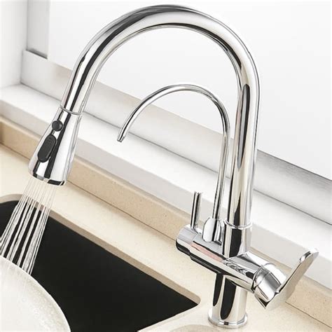 Water Filter Kitchen Faucet Pull Out Faucet In Polished Chrome Solid