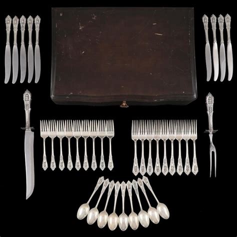 Wallace Rose Point Sterling Silver Flatware And Carving Set With