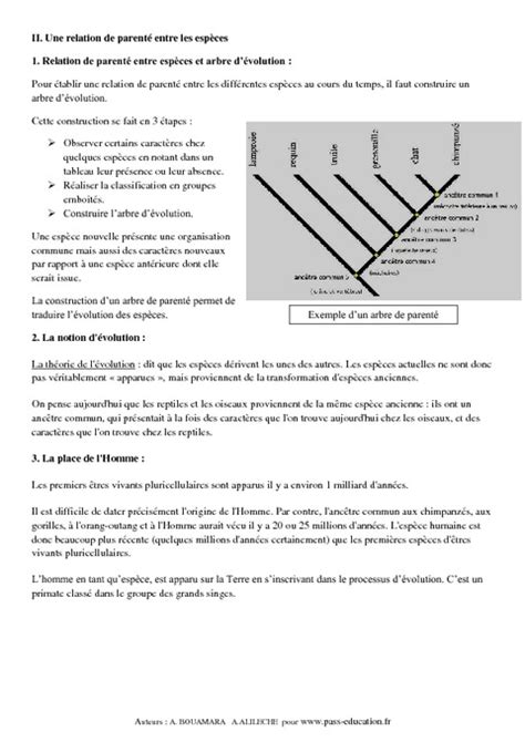 Evolution Des Tres Vivants Me Cours Svt Brevet Des Coll Ges