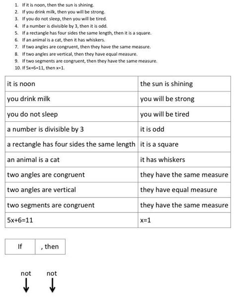 Geometry Conditional Statements Worksheets