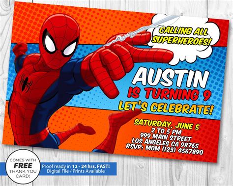 Spiderman Template Invitations