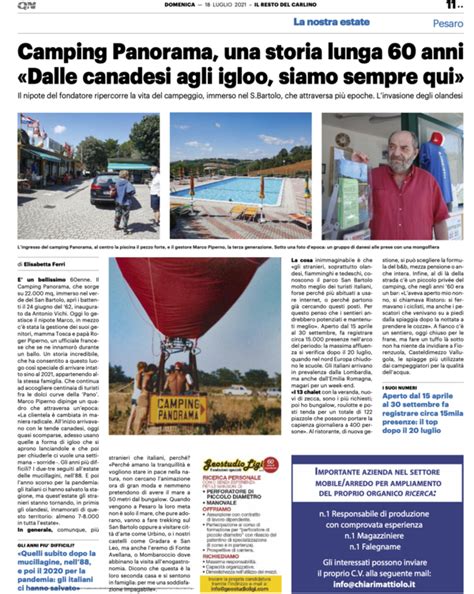 Camping Panorama Articolo Di Giornale Il Resto Del Carlino