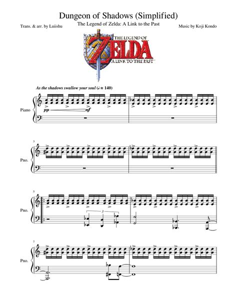 Dungeon Of Shadows The Legend Of Zelda A Link To The Past Simplified For Piano Sheet Music