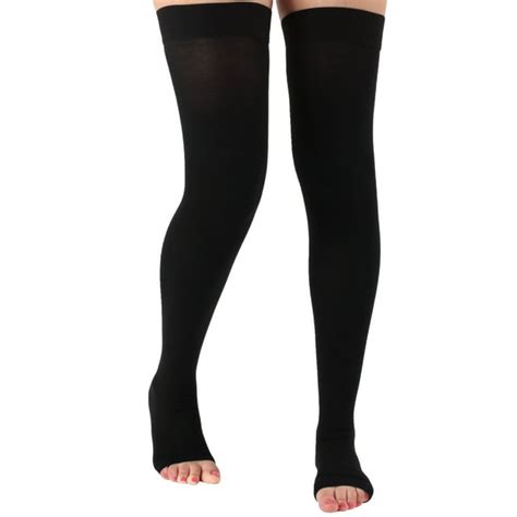 Toeless Over Knee Compression Stockings For Women 20 30 Mmhg Black Large