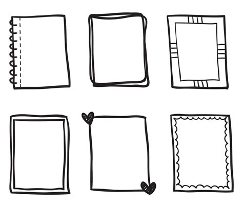 hand drawn Set of black and white doodle rectangle frames 6214537 ...