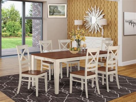 East West Furniture Quincy Piece Wood Dining Room Set In Buttermilk