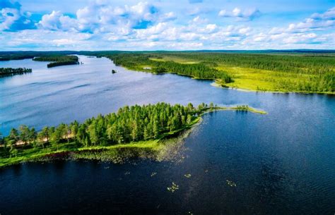 Premium Photo Aerial Top View Of Blue Lakes With Islands And Green