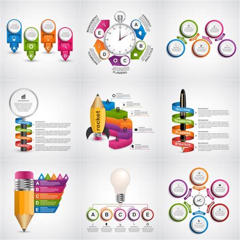 Gran colección de infografías coloridas Vector Premium