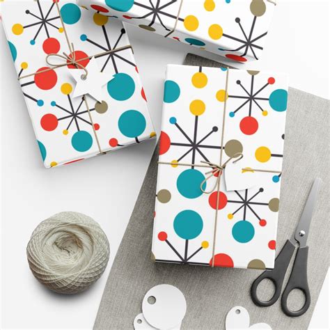 Fun Mid Century Modern T Wrapping Paper Rolls For Etsy